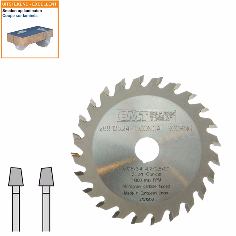 Conische voorritszaag met hardmetalen tanden D=125mm B=20mm P=2,5mm Z24 · 288.125.24H1