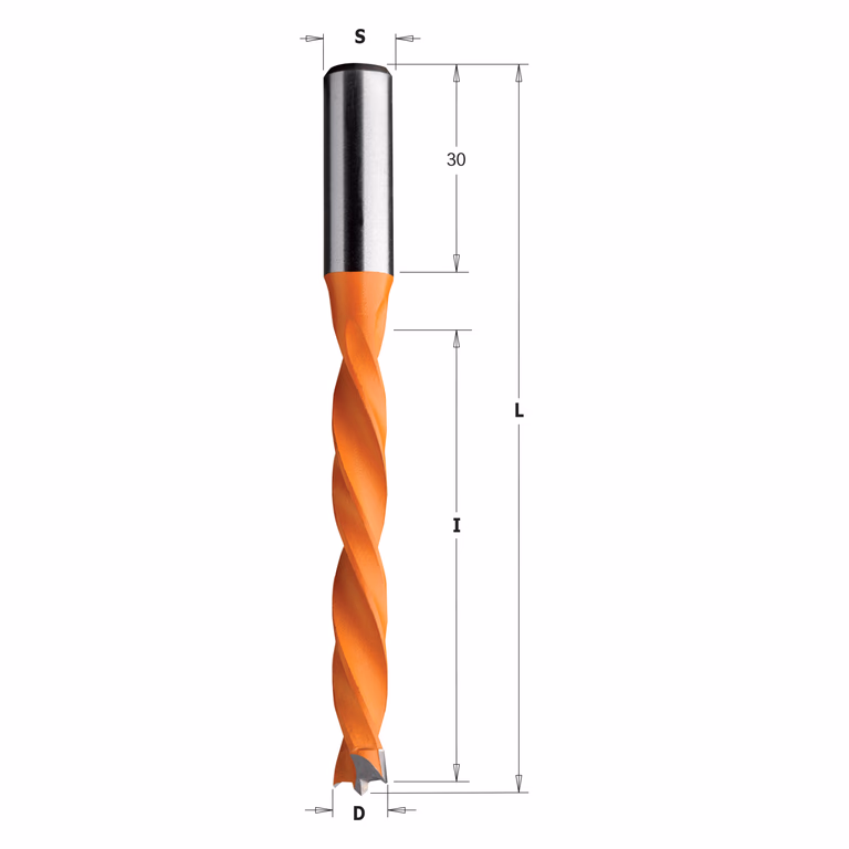 Drevelboor, links D=10mm L=105mm L1=30mm I=65mm