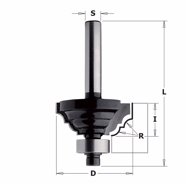 Profielfrees met lager (contractor), HW D=42,9mm L=60mm I=18mm R=6,3mm