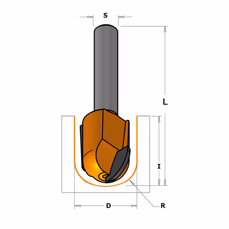 Bolle radiusfrees, HW D=19mm L=63,5mm I=25mm R=9,5mm · 914.192.11