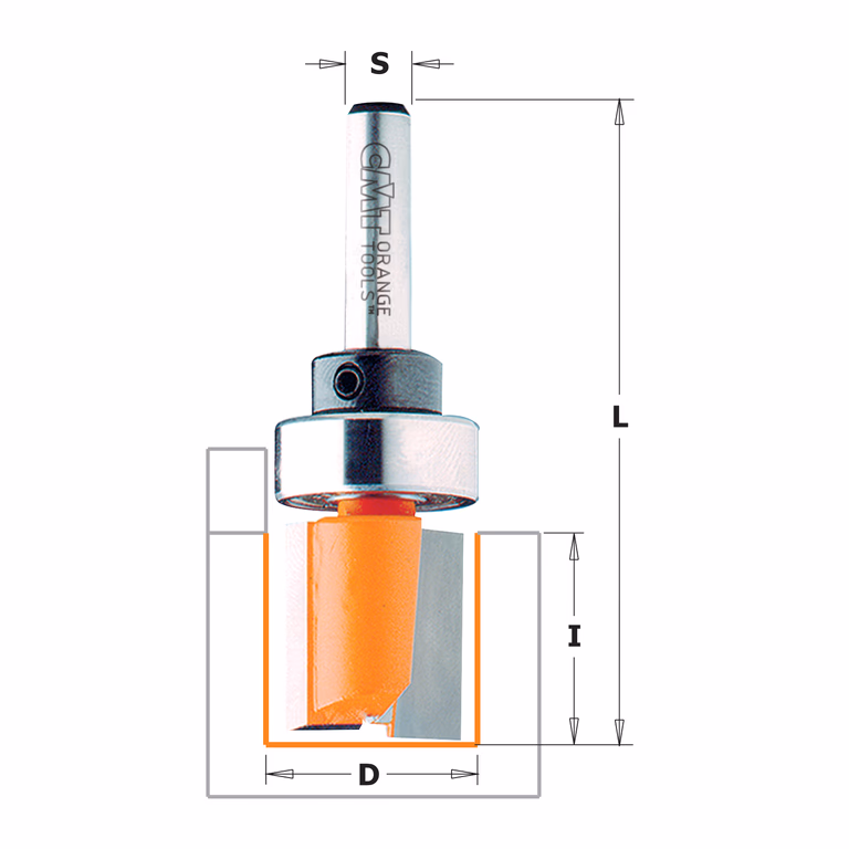 Groeffrees met kogellager, HW D=13mm S=6mm L=57mm I=20mm