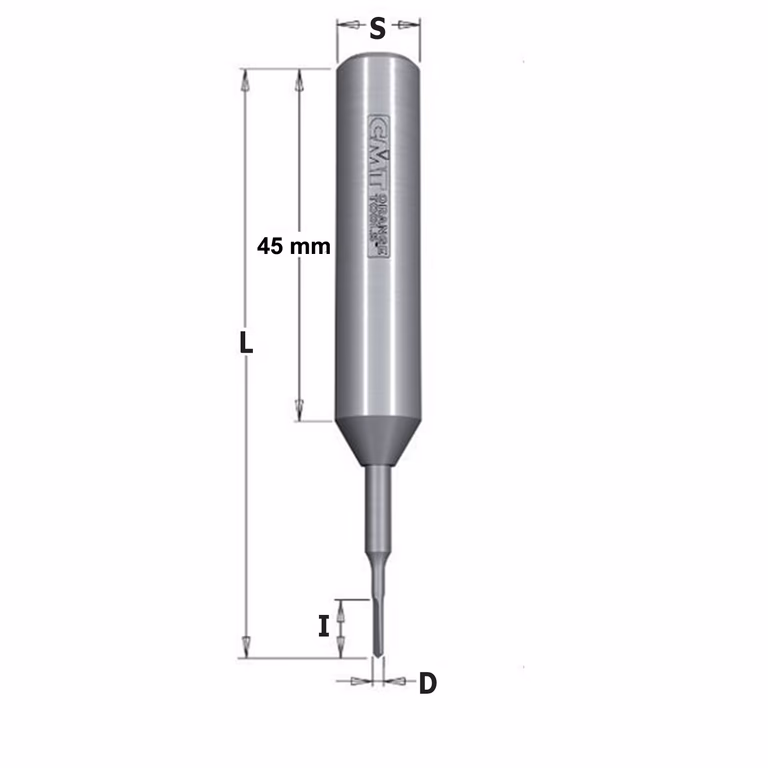 Drevelboor, links & rechts D=1,3mm L=70mm L1=45mm I=5mm