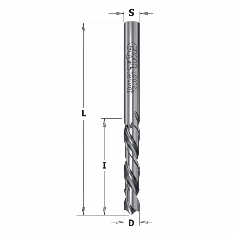Spiraalboor, negatief geslepen voorsnijders, links D=2,5mm S=2,5mm L=55mm I=27mm