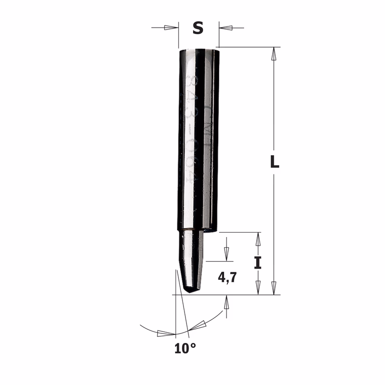 Kantenfrees van 0° of 10 ° zonder geleiding, HWM D=4,7mm S=1/4"
