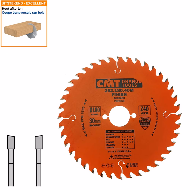HW afkortcirkelzaag voor draagbare machines D=180mm B=30mm P=1,6mm Z40