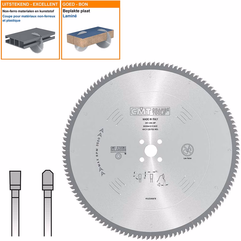 Cirkelzaag voor non-ferro metalen en harde materialen D=450mm K=4,2mm P=3,5mm Z120