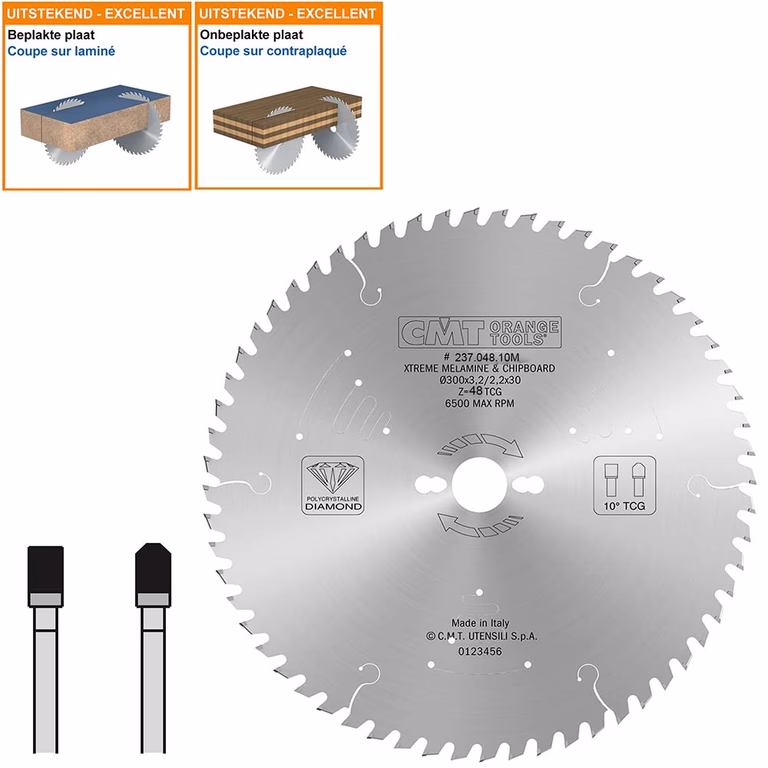 Diamantzaagblad voor plaat- en abrasieve materialen D=250mm K=3,2mm P=2,2mm Z48