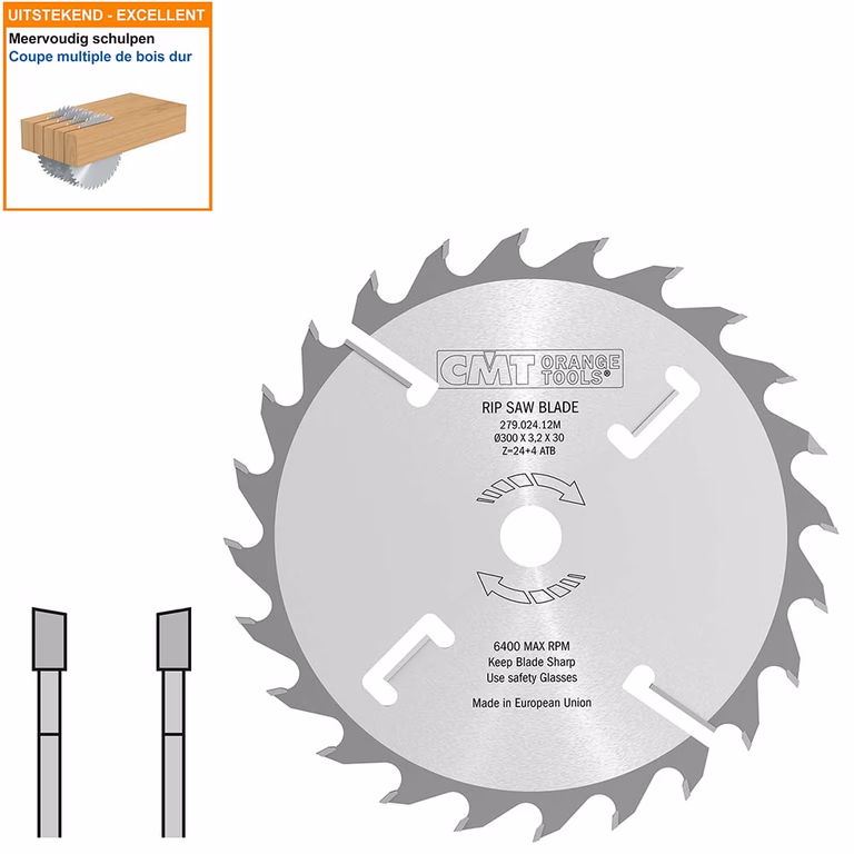 Meerbladzaag met ruimertanden D=300mm B=30mm K=3,2mm P=2,2mm