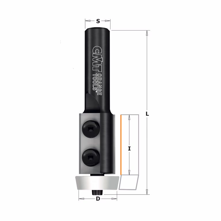 Rechte frees met Delrin kogellager , HWM D=22,22mm L=83,34mm I=30,16mm