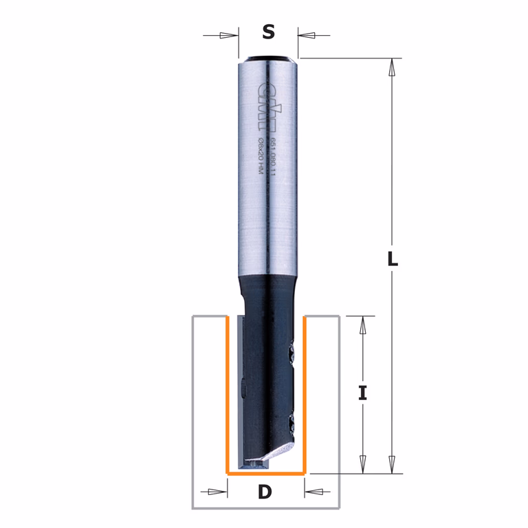 Rechte groeffrees, HWM D=12mm S=12mm L=103mm I=50mm