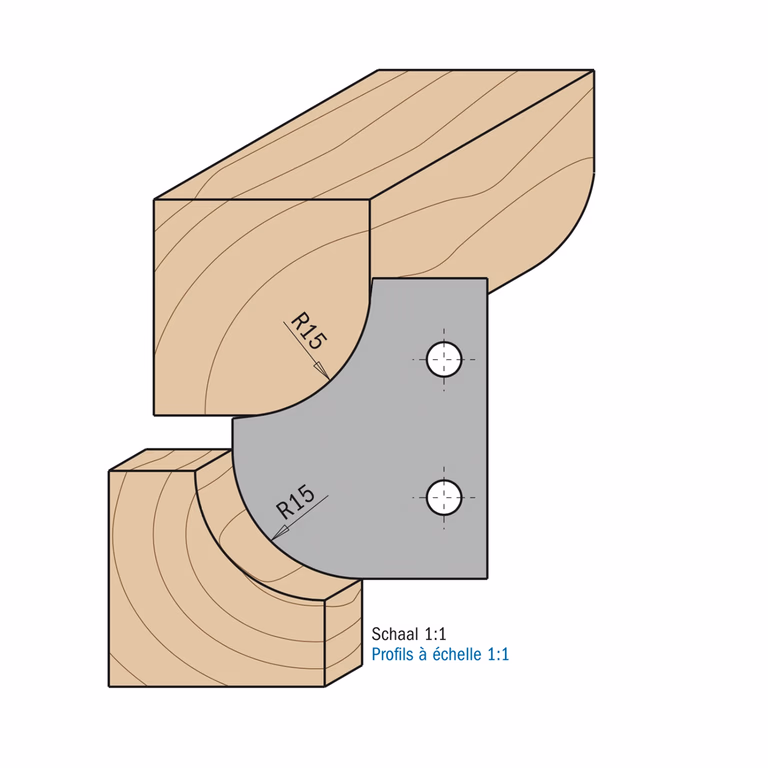 Profielmes voor holle en bolle radiusfrees type 3 L=29,3mm I=34,8mm