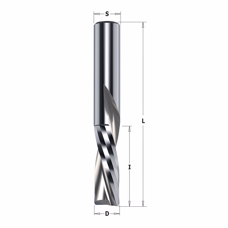 Negatieve spiraalfrees, HWM D=3,18mm L=51mm I=12,7mm
