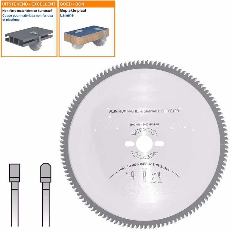 Speciaal zaagblad voor alu-profielen D=500mm B=30mm K=4mm P=3,2mm
