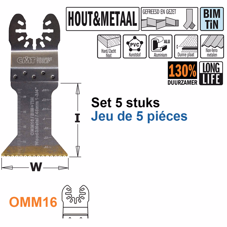 Multitoolzaagblad voor hout en metaal, 45mm · OMM16-X5