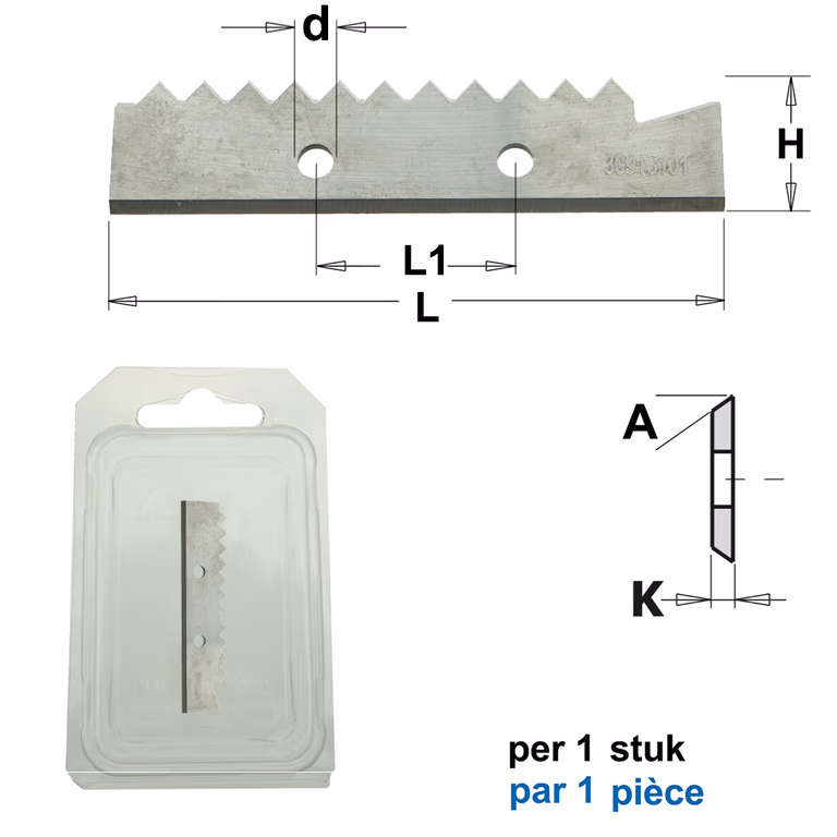 Driehoek verlijmmes (per 1st.) L=80mm K=2mm