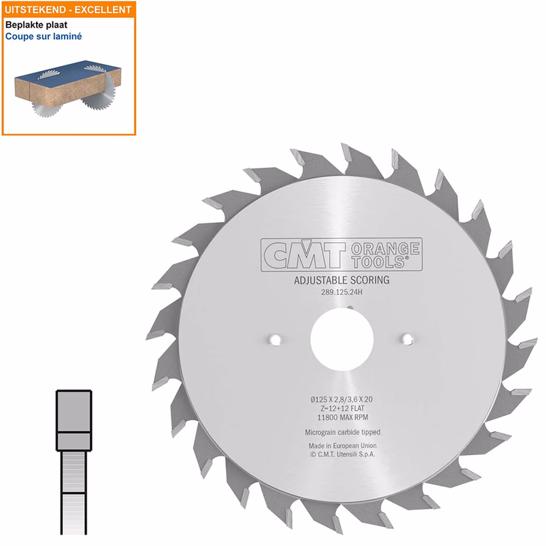 Twee-delige voorritszaag met hardmetalen tanden D=125mm B=20mm Z24