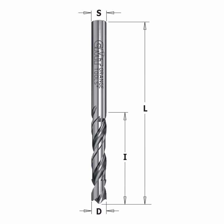 Spiraalboor, negatief geslepen voorsnijders, rechts D=2,5mm S=2,5mm L=55mm I=27mm