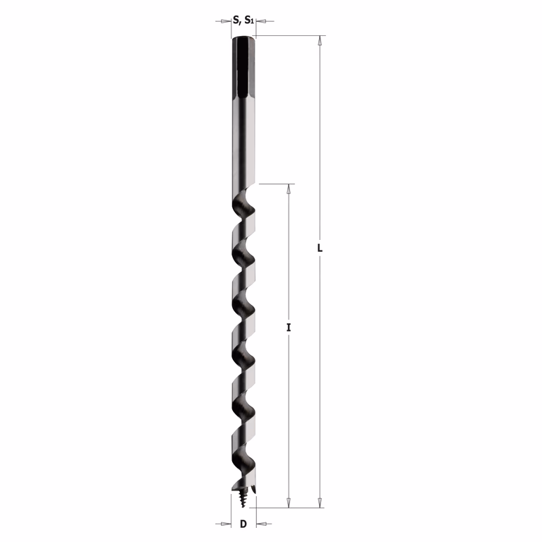 Slangenboor HSS D=12mm S=12mm L=460mm I=380mm