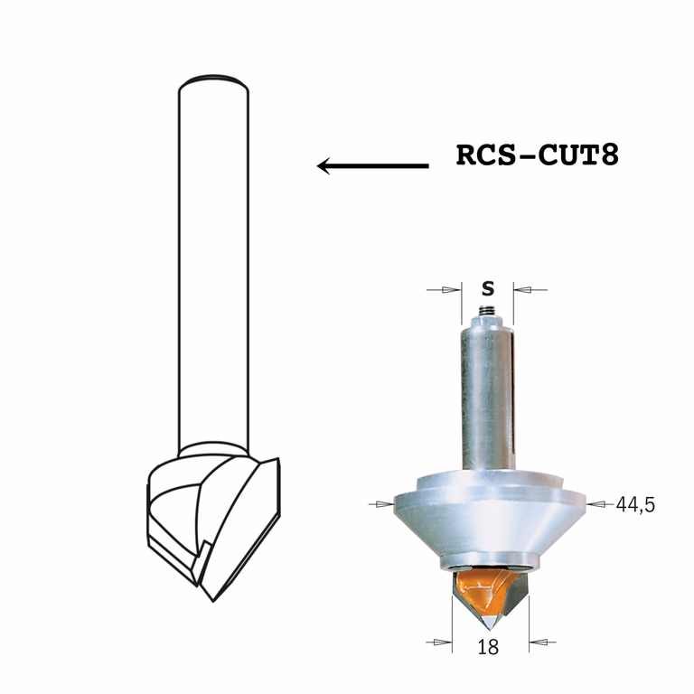3-D graveerfrees 90° HW , HW D=18,2mm S=8mm