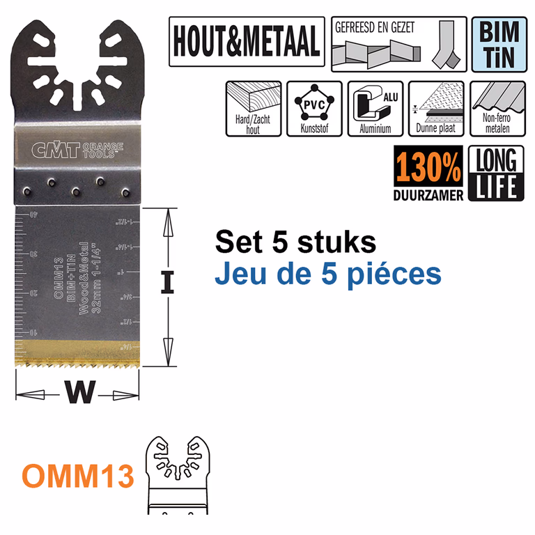 Multitoolzaagblad voor hout en metaal, 32mm · OMM13-X5