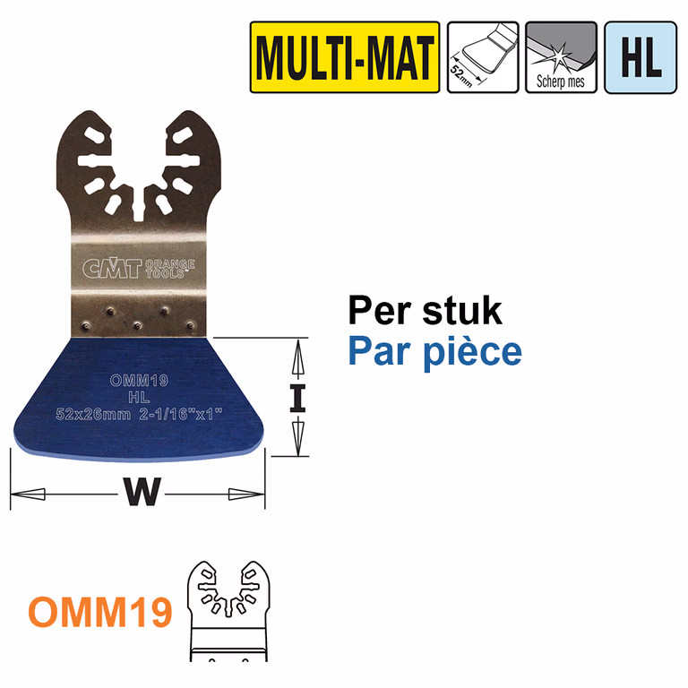 HL stabiele spatel/ schraper voor alle materialen, 52mm I=26mm · OMM19-X1
