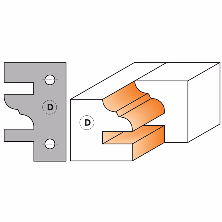 Profielmes voor ééndelige meubelprofielfrees type D L=24,5mm I=40mm