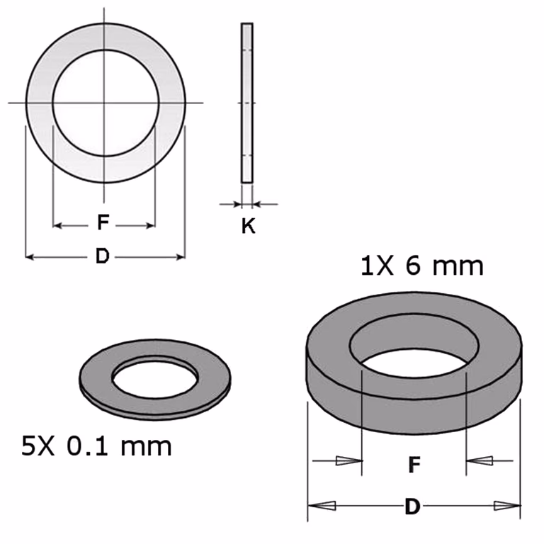 Set opvulringen 6 stuks D=8mm B=15mm