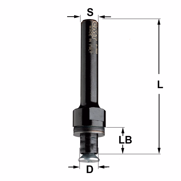 Spindel zonder kogellager S=8mm L=61mm LB=11mm