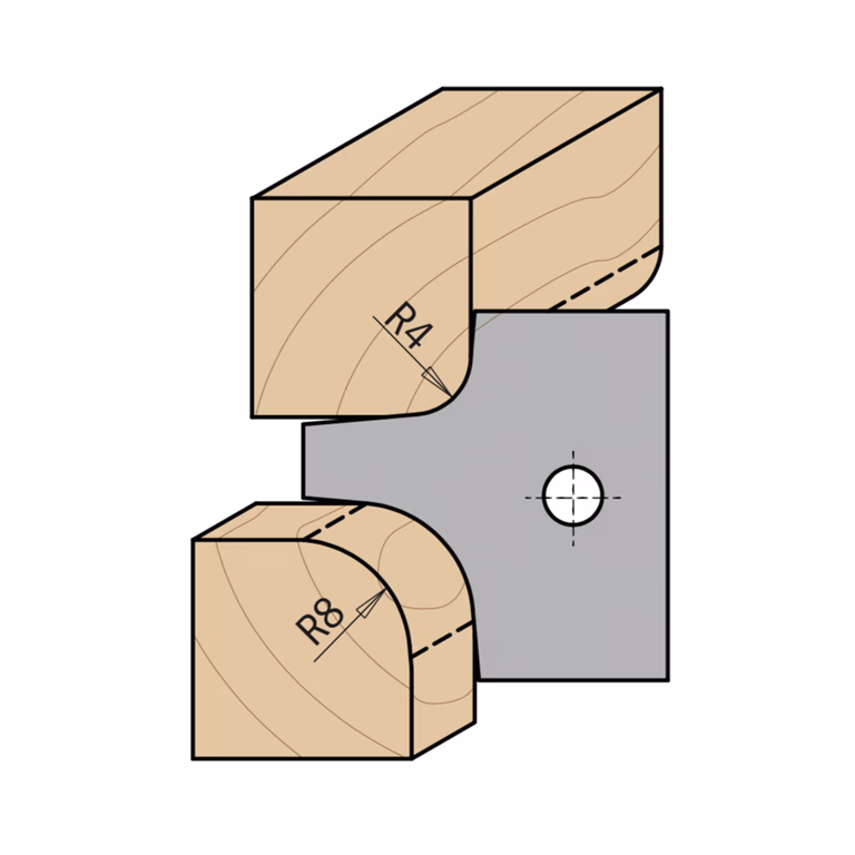 Profielmes voor multiradius-afrondfrees type 1.2 L=24,8mm I=25mm