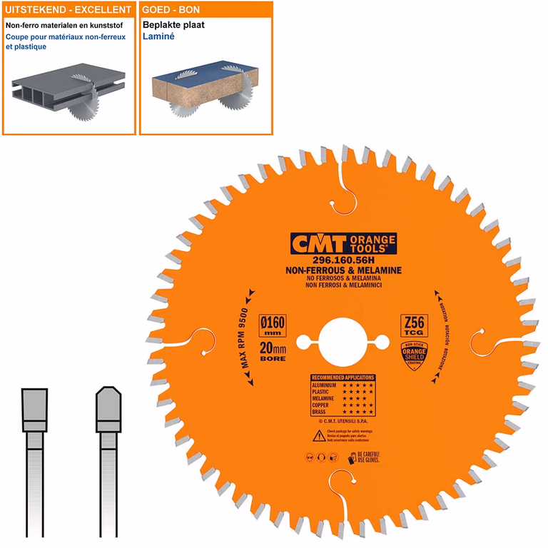 Cirkelzaag voor non-ferro metalen en harde materialen D=160mm K=2,2mm P=1,6mm Z56 · 296.160.56H