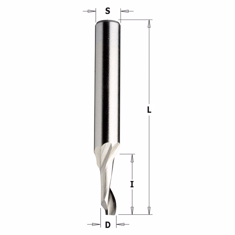 HSS-Co-groeffrees alu/kunststof, positief, rechts D=6mm S=6mm