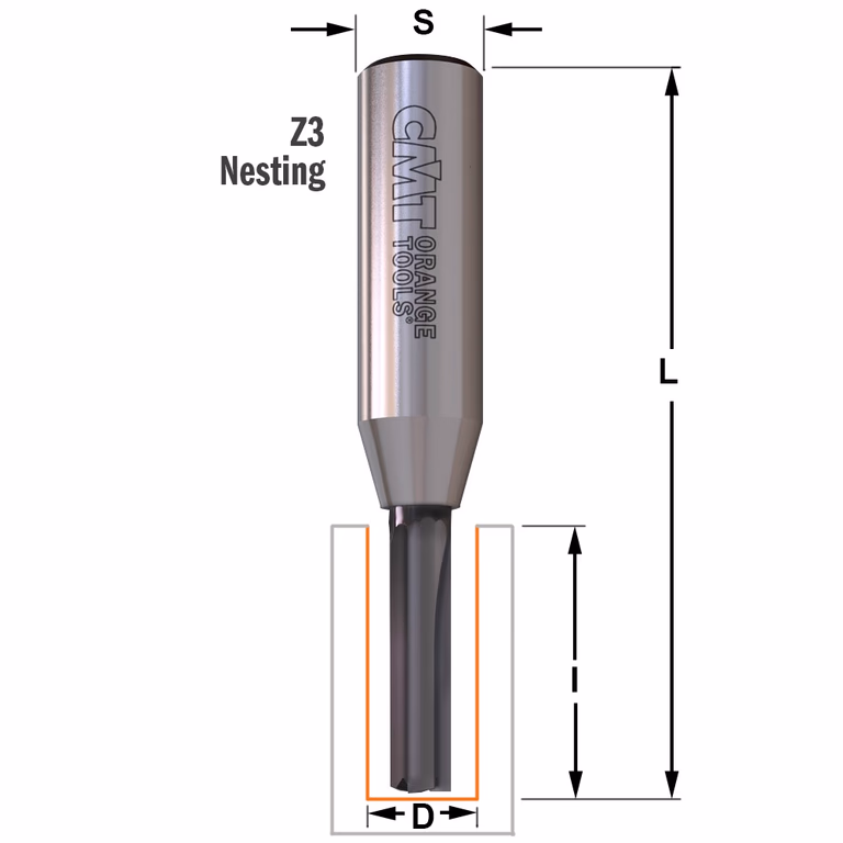 Groeffrees met rechte snijkoppen, HWM D=8mm L=76,2mm I=28,7mm