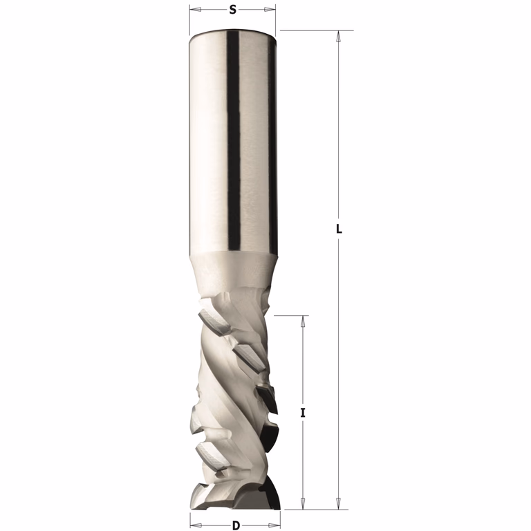 Diamant frees met 45° scherende snij-plaketten D=20mm S=20mm L=105mm I=45mm