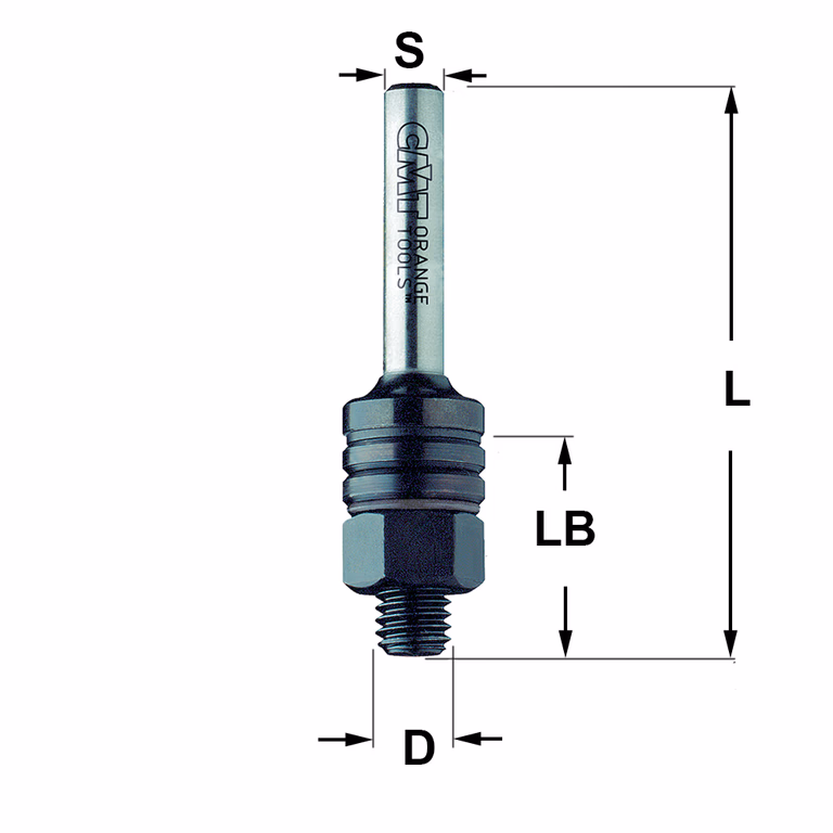Spindel zonder kogellager S=6,35mm S=1/4" L=61mm LB=26mm