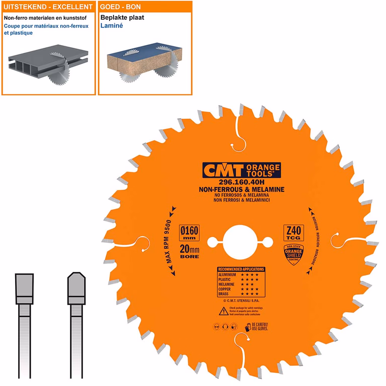 Cirkelzaag voor non-ferro metalen en harde materialen D=160mm K=2,2mm P=1,6mm Z40