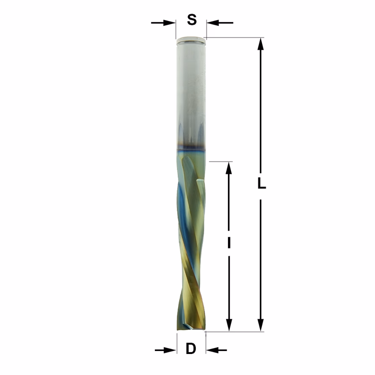 Positieve spiraalfrees LH, HWM + coating D=12,7mm S=1/2"