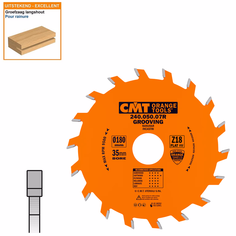 Groefzaag met hardmetalen tanden D=180mm K=5mm P=3mm Z18 · 240.050.07R