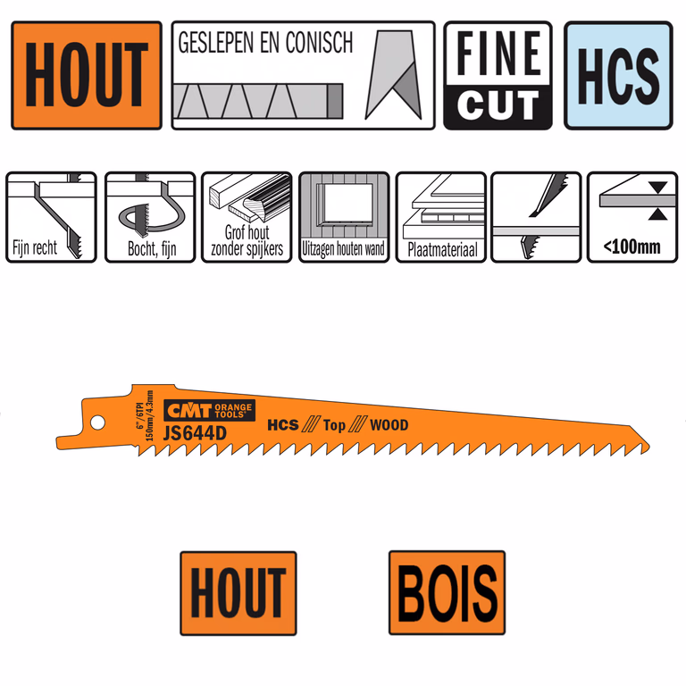 Reciprozaagblad HCS 150mm x 1,25 x 6TPI