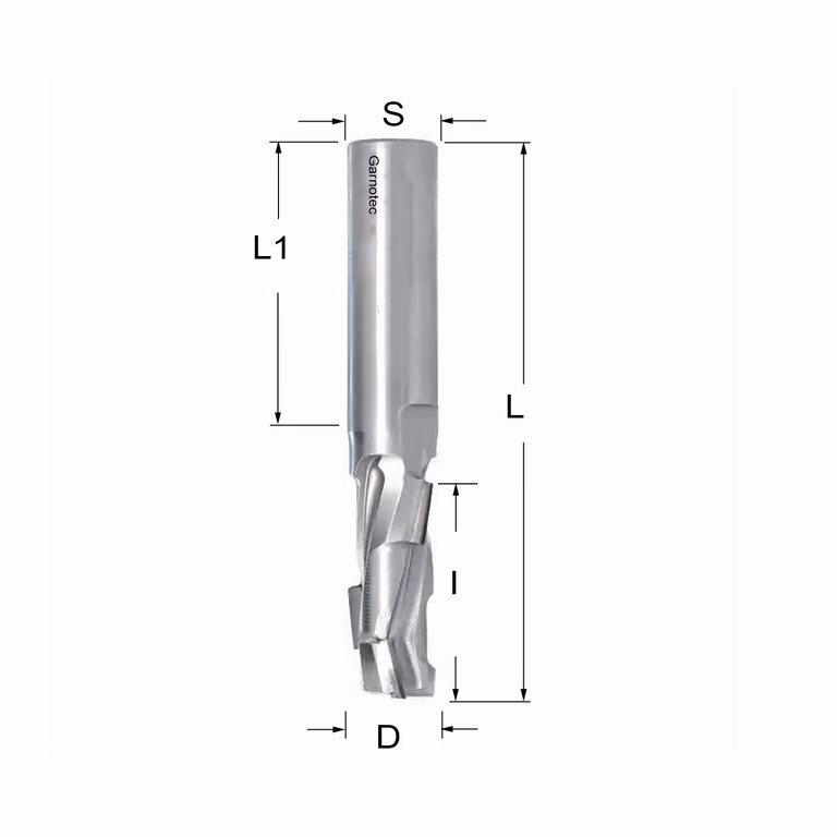 Diamantfrees PCD Z1+1 D=16mm L=96mm I=36mm (4 PCD+1 HM)