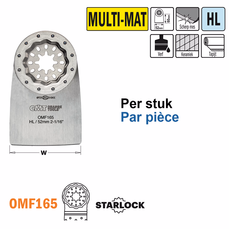 HL flexibele spatel/schraper voor alle materialen, 52mm K=0,4mm