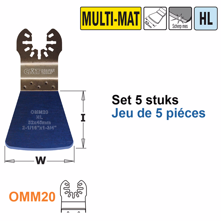 HL stabiele spatel/ schraper voor alle materialen, 52mm I=45mm · OMM20-X5