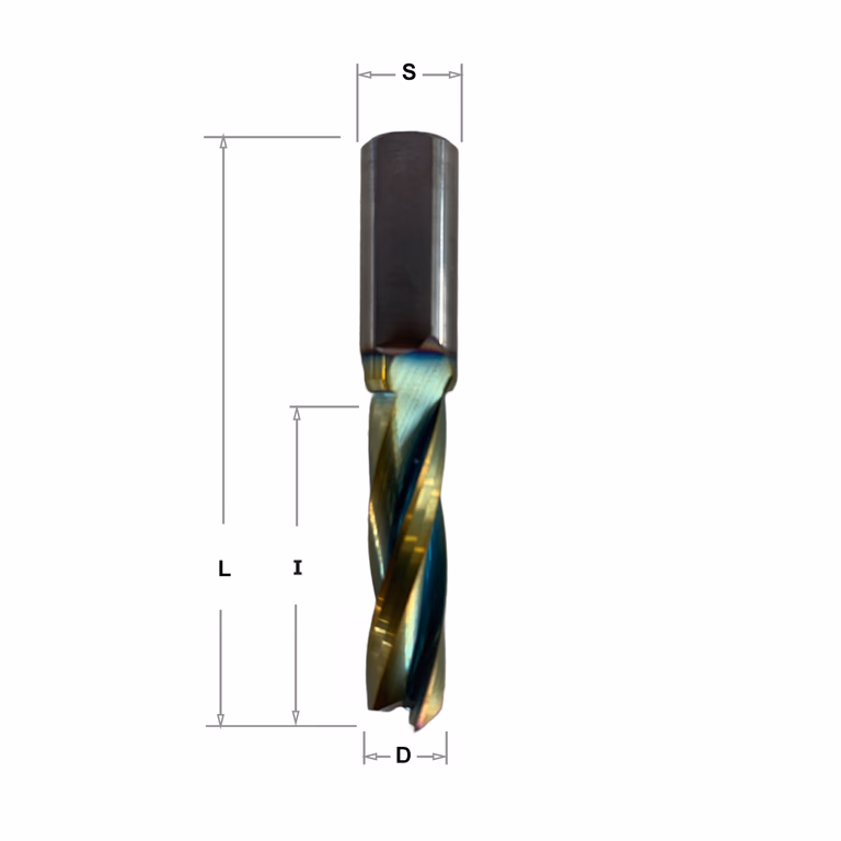 Positieve spiraalfrees, HWM + coating D=8mm S=10mm L=57,5mm I=32mm