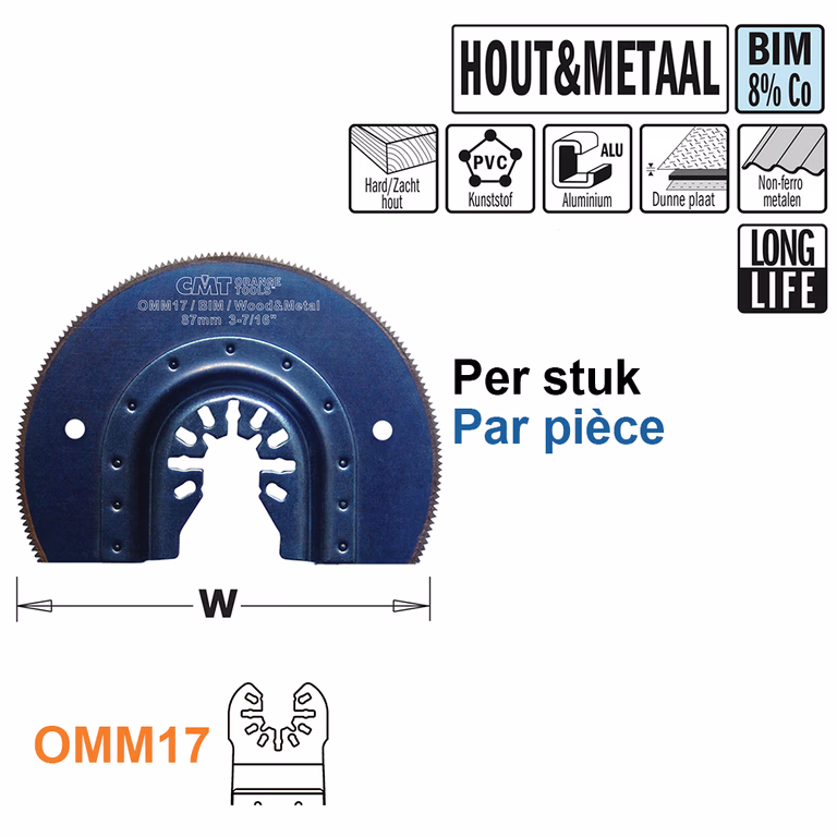 Ronde BIM multitoolzaagblad voor hout en metaal, 87mm · OMM17-X1