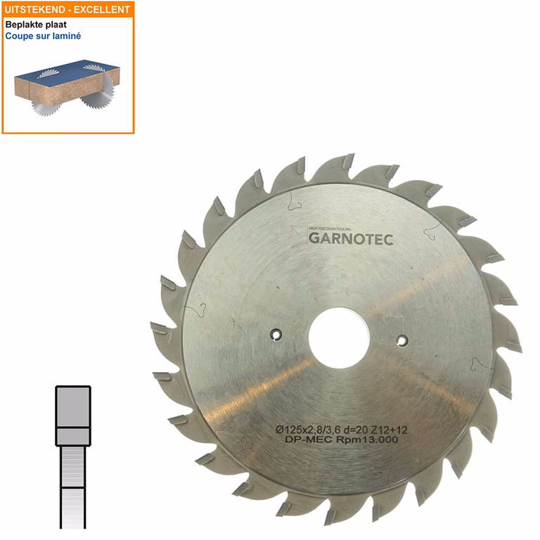 Twee-delige voorritszaag met diamanten tanden D=125mm B=20mm