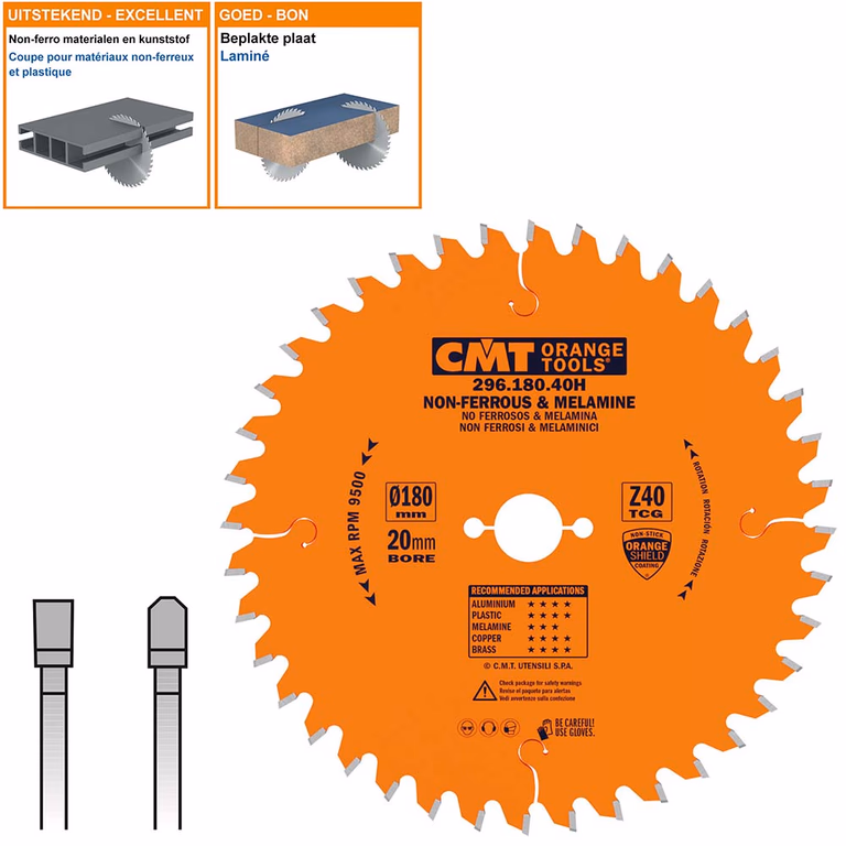 Cirkelzaag voor non-ferro metalen en harde materialen D=180mm K=2,8mm P=2,2mm Z40