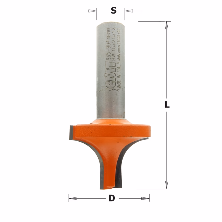 Klassieke profielfrees, HW D=34,9mm I=25mm R=12,7mm d=9,52mm