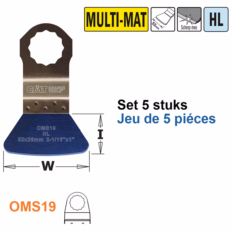 HL stabiele spatel/ schraper voor alle materialen, 52mm I=26mm · OMS19-X5