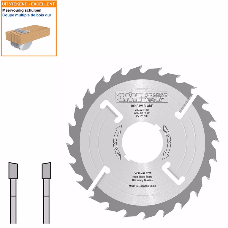 Meerbladzaag (dun) met ruimertanden D=300mm B=80mm K=2,7mm Z24