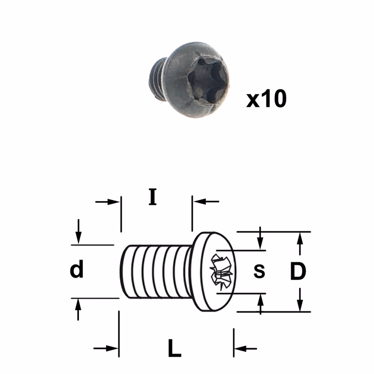Torx bout 10 stuks D=6mm S=T15