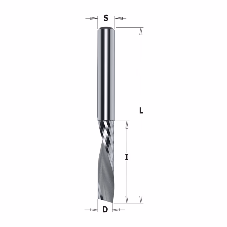 Negatieve spiraalfrees, HWM D=6mm S=6mm L=60mm I=27mm